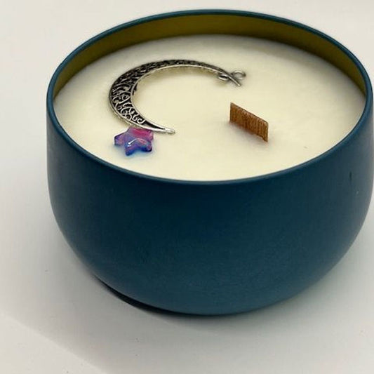 TAROT CHARM CANDLE in BLUE TIN