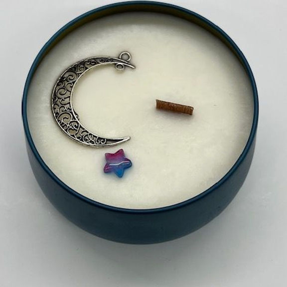 TAROT CHARM CANDLE in BLUE TIN