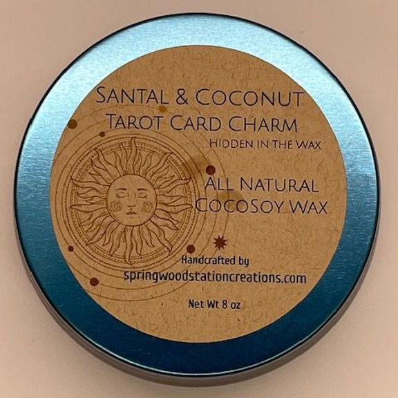 TAROT CHARM CANDLE in BLUE TIN