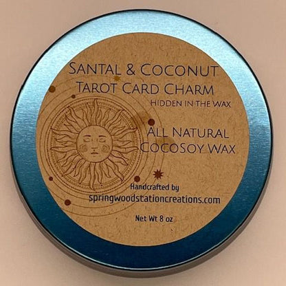 TAROT CHARM CANDLE in BLUE TIN